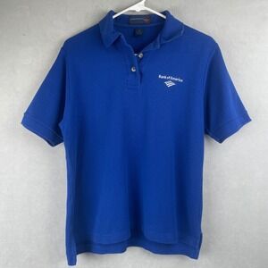 Vintage 90s Bank of America Royal Blue Short Sleeve Polo Shirt Logo Wmn M Cotton